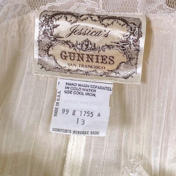 Vintage 70s Jessica’s Gunnies Cream Lace Gauze Two Piece Skirt and Blouse Set - Picture 15 of 15